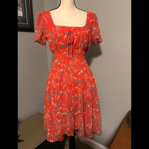 Red floral dress